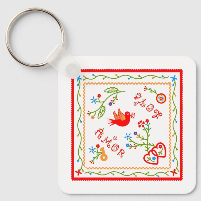 Portuguese valentine's love handkerchiefs  key ring (Front)