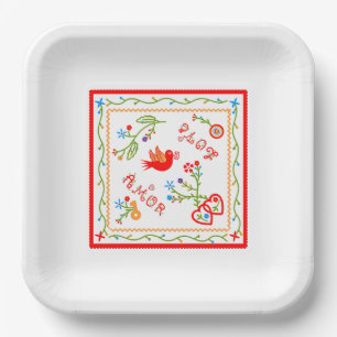 Portuguese valentine's love handkerchiefs  paper plate