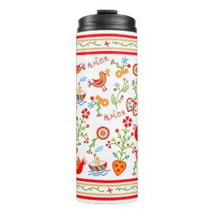 Portuguese valentine's love handkerchiefs  thermal tumbler