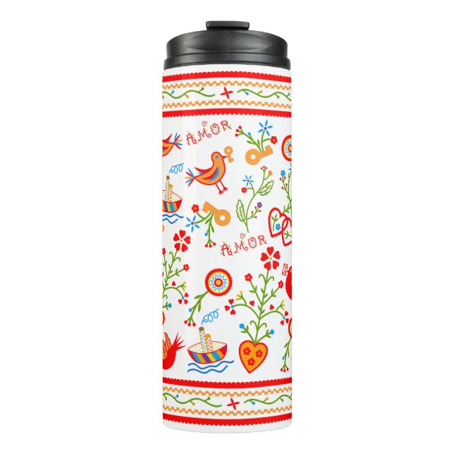 Portuguese valentine's love handkerchiefs  thermal tumbler (Front)