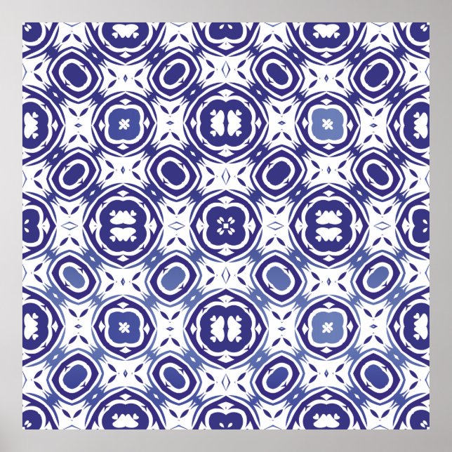 Portuguese vintage azulejo tiles. Minimal design.  Poster (Front)