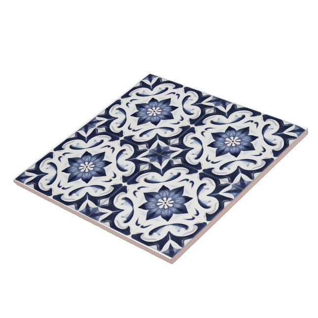 Portuguese Vintage Blue And White Tile (Side)