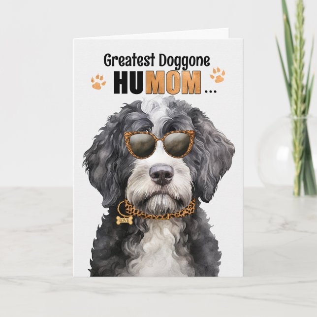 Portuguese Water Dog Best HuMOM Ever Mother's Day Holiday Card (Front)