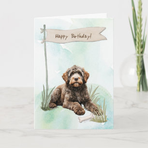 Portuguese Water Dog Breed Under Birthday Sign Card