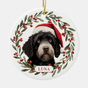 Portuguese Water Dog Ceramic Circle Ornament