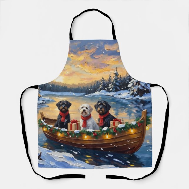 Portuguese Water Dog Christmas Boat Holiday Apron (Front)