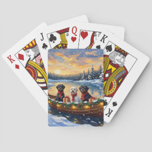 Portuguese Water Dog Christmas Boat Holiday Playing Cards