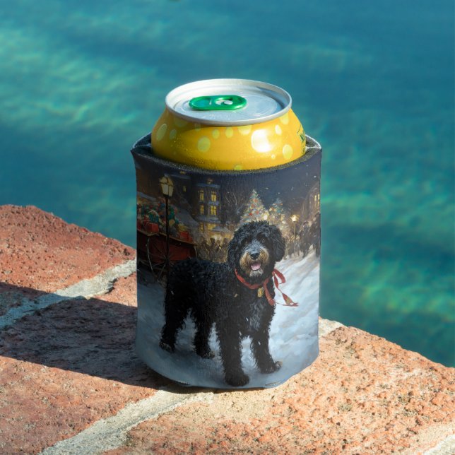 Portuguese Water Dog Christmas Festive Season Can Cooler (In Situ Pool)