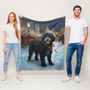 Portuguese Water Dog Christmas Festive Season Fleece Blanket