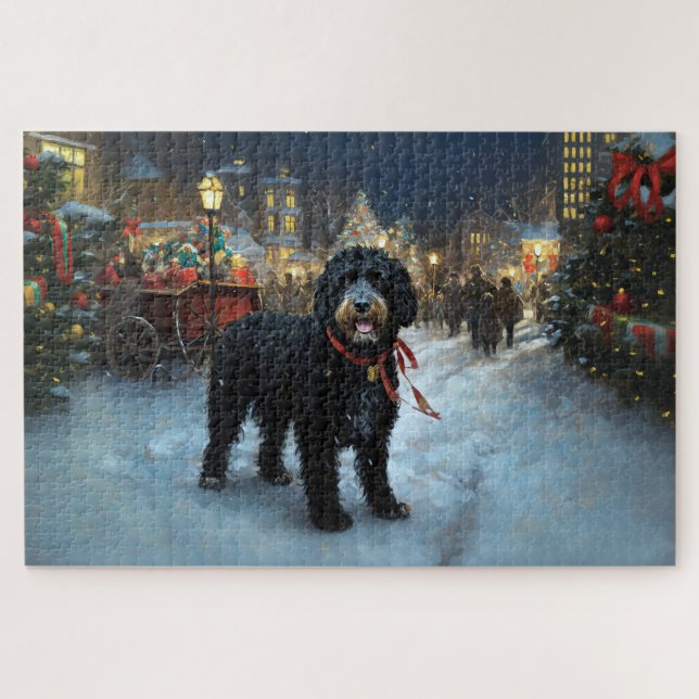 Portuguese Water Dog Christmas Festive Season Jigsaw Puzzle (Horizontal)