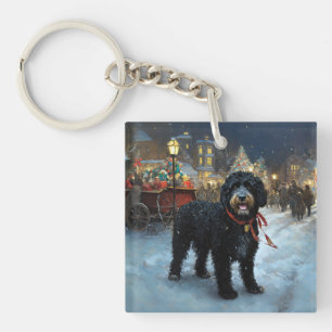 Portuguese Water Dog Christmas Festive Season Key Ring