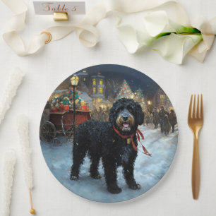 Portuguese Water Dog Christmas Festive Season Paper Plate