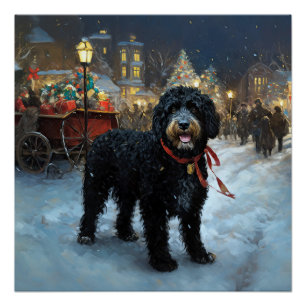Portuguese Water Dog Christmas Festive Season Poster