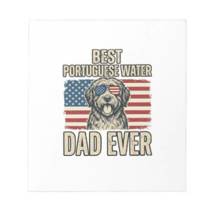 Portuguese Water Dog Dad Patriotic Vintage Notepad