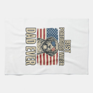Portuguese Water Dog Dad Patriotic Vintage Tea Towel