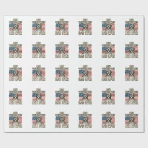 Portuguese Water Dog Dad Patriotic Vintage Wrapping Paper