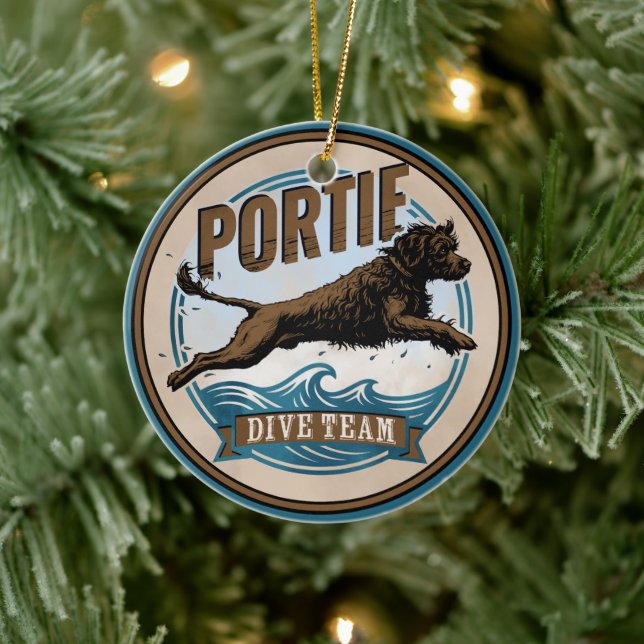 Portuguese Water Dog - Dive Team Ceramic Tree Decoration (Tree)