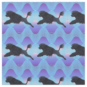 Portuguese Water Dog Diving Lion Waves P Fabric
