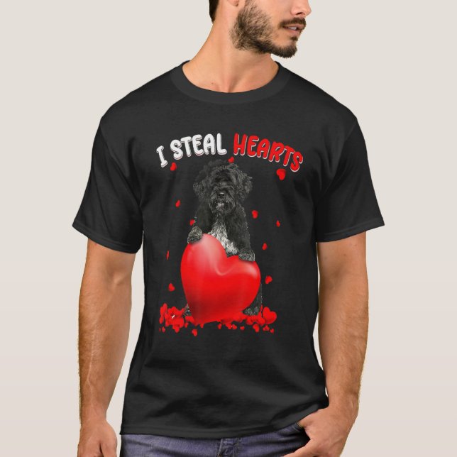 Portuguese Water Dog Dog I Steal Hearts Cute Valen T-Shirt (Front)