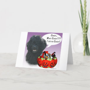 Portuguese Water Dog Halloween Candy Card