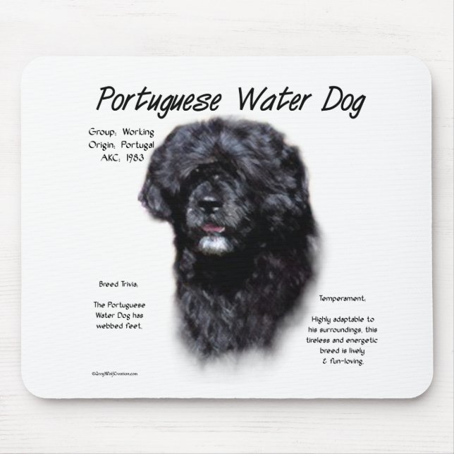 Portuguese Water Dog History Design Mouse Mat (Front)