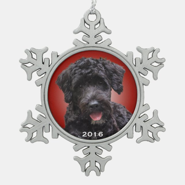 Portuguese Water Dog Holiday Ornament (Front)
