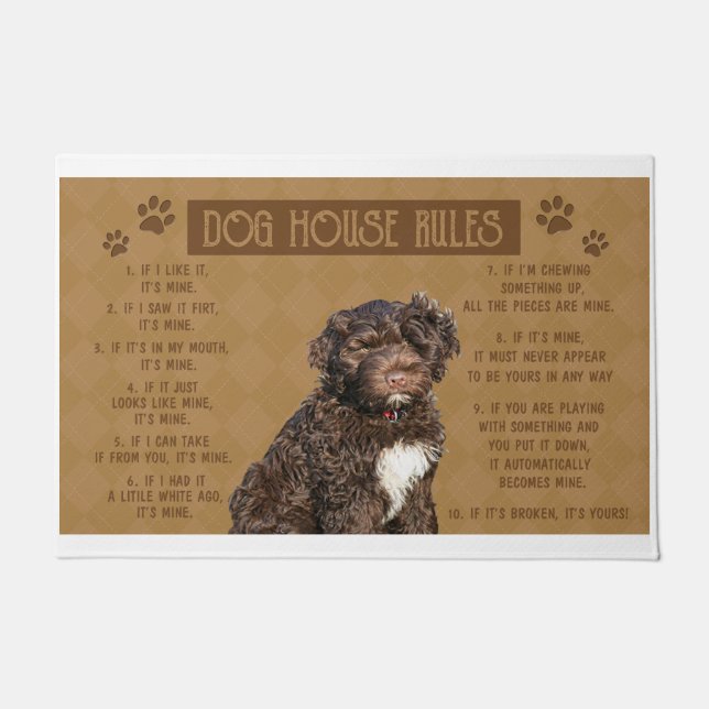 Portuguese Water Dog House Rules, If It Broken Doormat (Front)