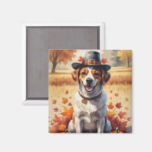 Portuguese Water Dog In Autumn Leaves Thanksgiving Magnet