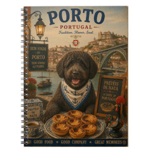 Portuguese Water Dog in Porto Vintage Travel Art Notebook