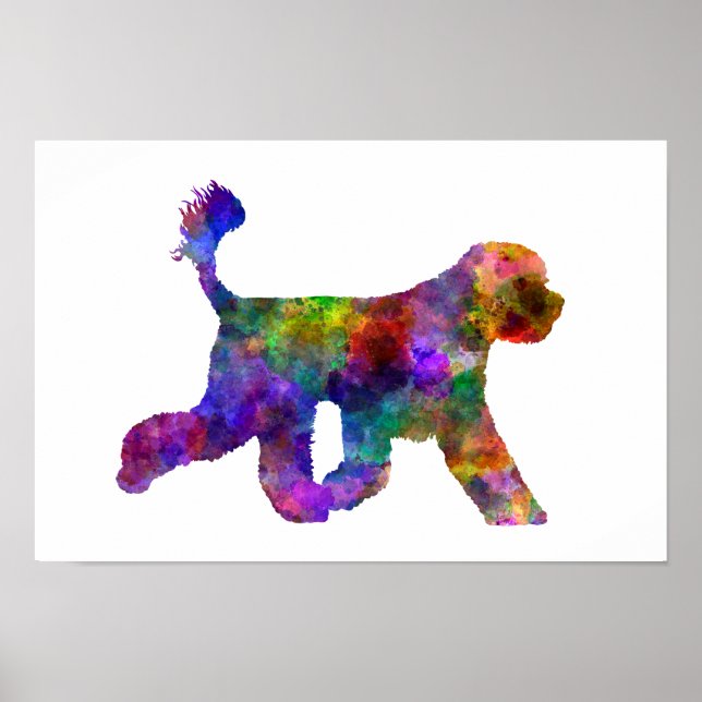 Portuguese Water Dog in watercolor Poster (Front)