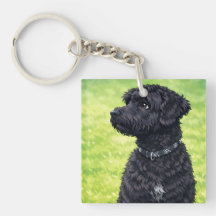 Portuguese Water Dog KeychainSquare Acrylic 