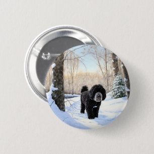 Portuguese Water Dog Let It Snow Christmas 6 Cm Round Badge