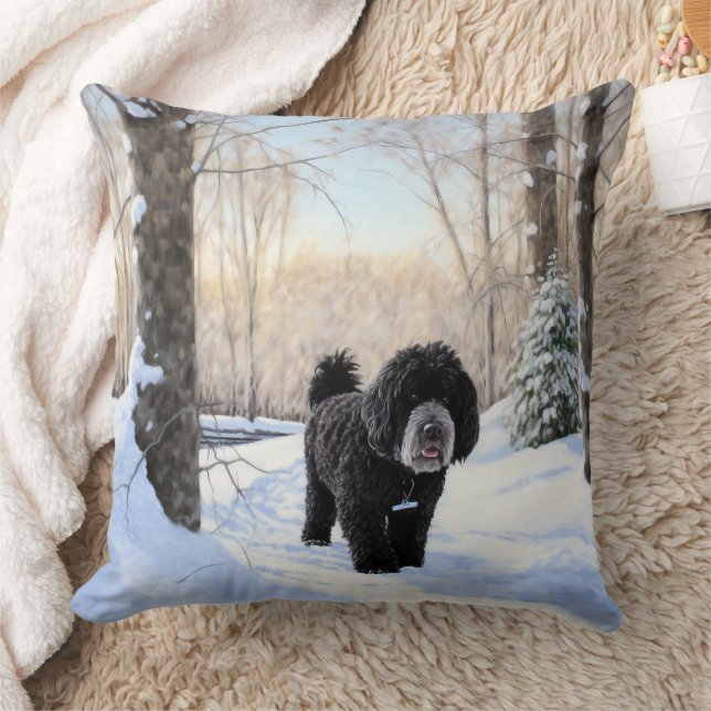 Portuguese Water Dog Let It Snow Christmas Cushion (Blanket)