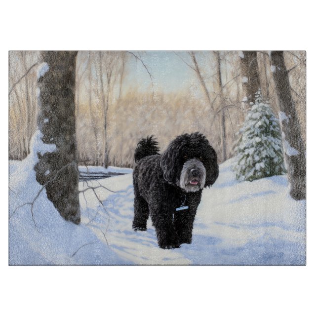 Portuguese Water Dog Let It Snow Christmas Cutting Board (Front)