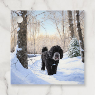 Portuguese Water Dog Let It Snow Christmas Favour Tags
