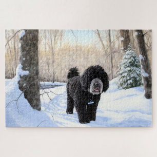 Portuguese Water Dog Let It Snow Christmas Jigsaw Puzzle