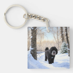 Portuguese Water Dog Let It Snow Christmas Key Ring