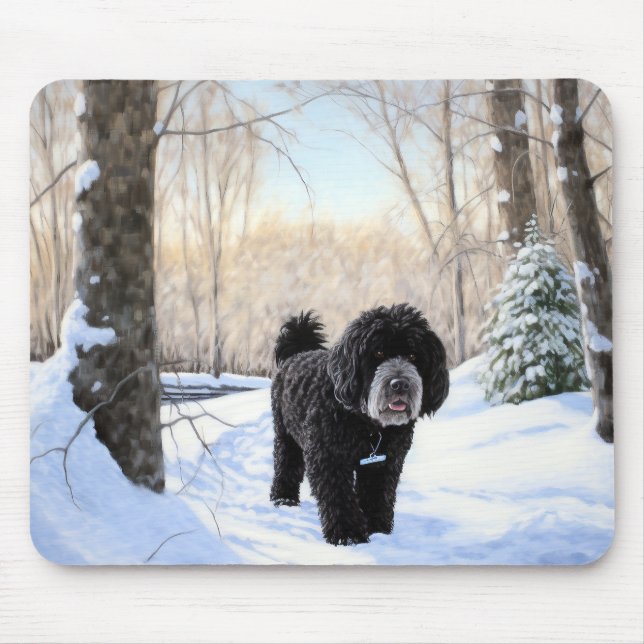 Portuguese Water Dog Let It Snow Christmas Mouse Mat (Front)