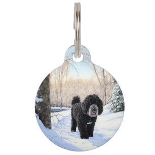 Portuguese Water Dog Let It Snow Christmas Pet Tag