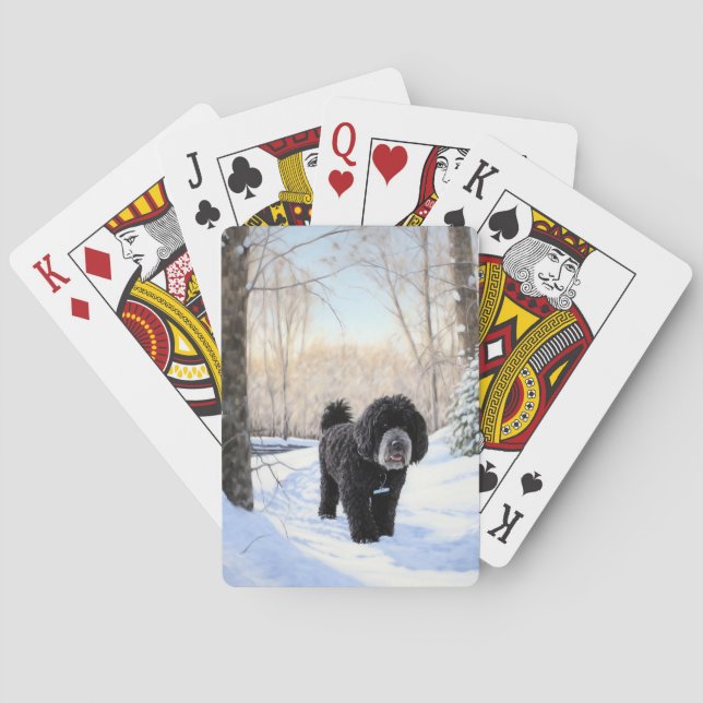 Portuguese Water Dog Let It Snow Christmas Playing Cards (Back)