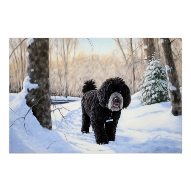 Portuguese Water Dog Let It Snow Christmas Poster (Front)