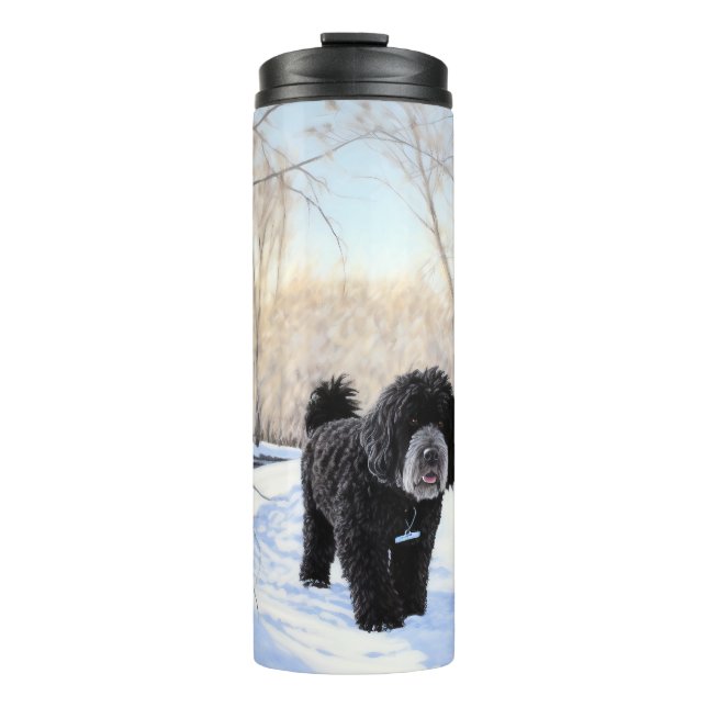 Portuguese Water Dog Let It Snow Christmas Thermal Tumbler (Front)