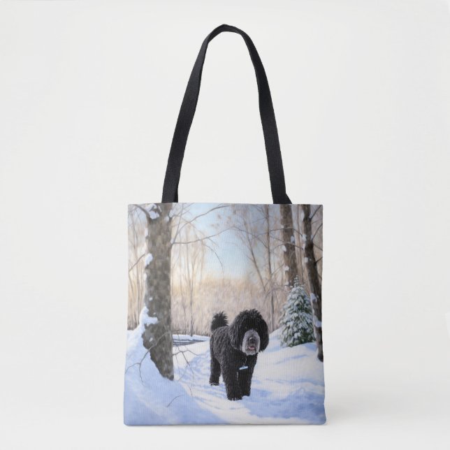Portuguese Water Dog Let It Snow Christmas Tote Bag (Front)