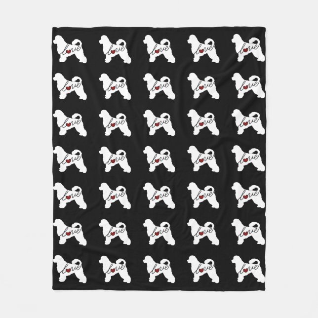 Portuguese Water Dog Love Fleece Blanket (Front)