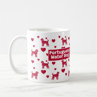 Portuguese Water Dog Mug With Red Hearts