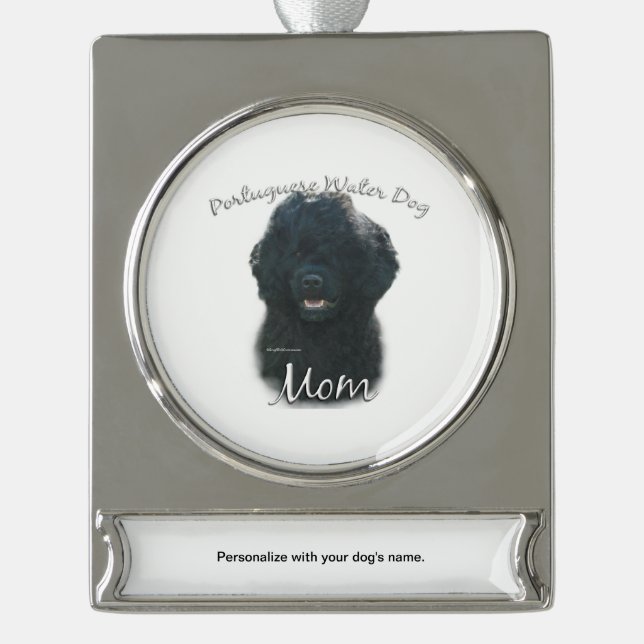 Portuguese Water Dog Mum 2 Silver Plated Banner Ornament (Front)