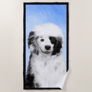 Portuguese Water Dog Painting - Original Dog Art Beach Towel