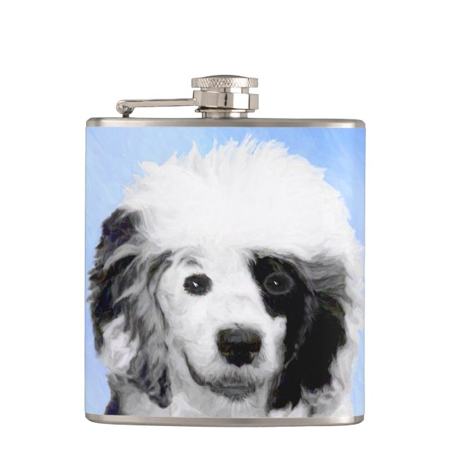 Portuguese Water Dog Painting - Original Dog Art Hip Flask (Front)