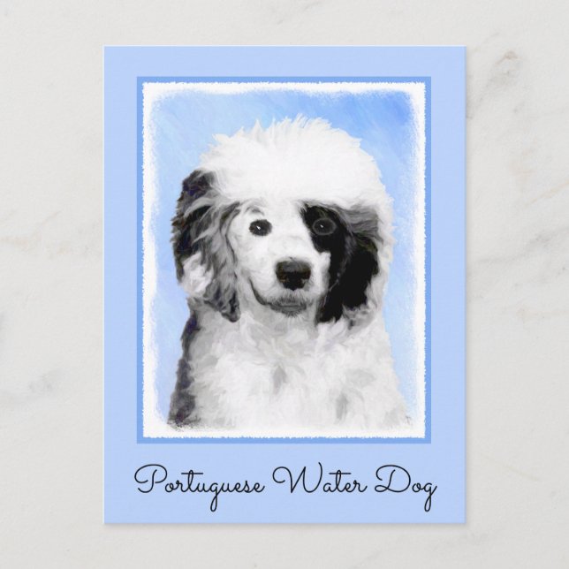 Portuguese Water Dog Painting - Original Dog Art Postcard (Front)