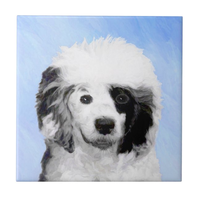 Portuguese Water Dog Painting - Original Dog Art Tile (Front)